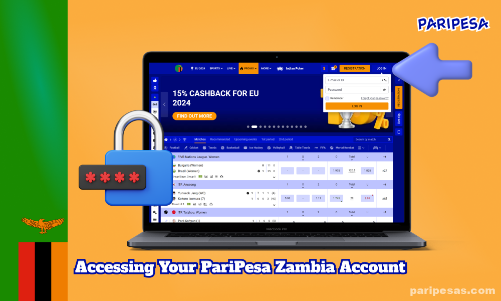 To access a PariPesa account in Zambia, users need to enter their registered phone number or email address, followed by a password and click on the Login button