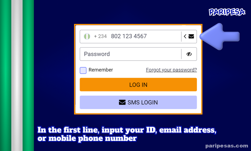 Nigerian users can easily log into their PariPesa accounts by entering their ID, email address or mobile number