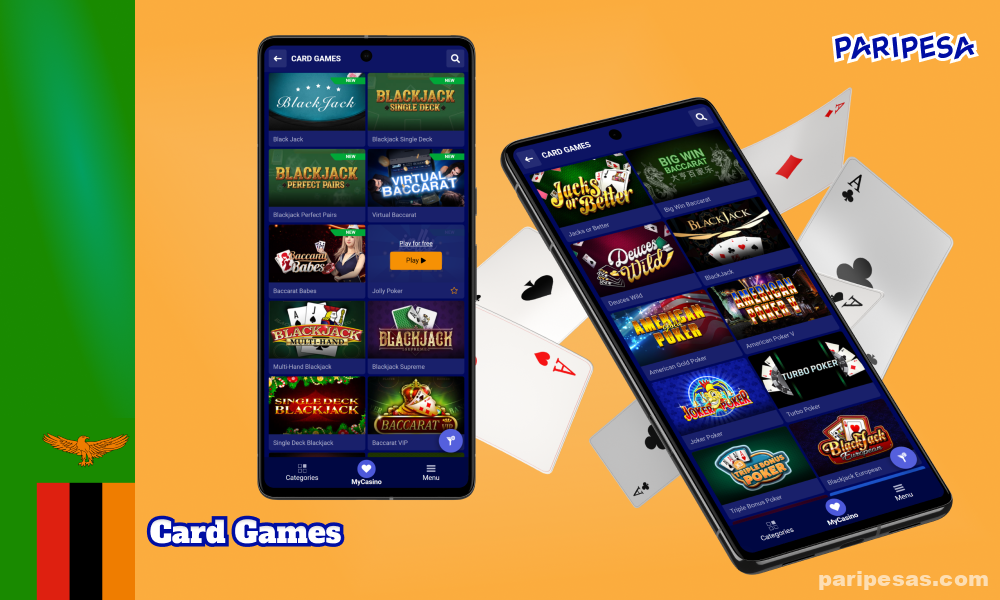 The Card Games tab at PariPesa Zambia features a variety of games, from simple to complex, requiring a combination of skill, strategy and luck, making them interesting and challenging for players