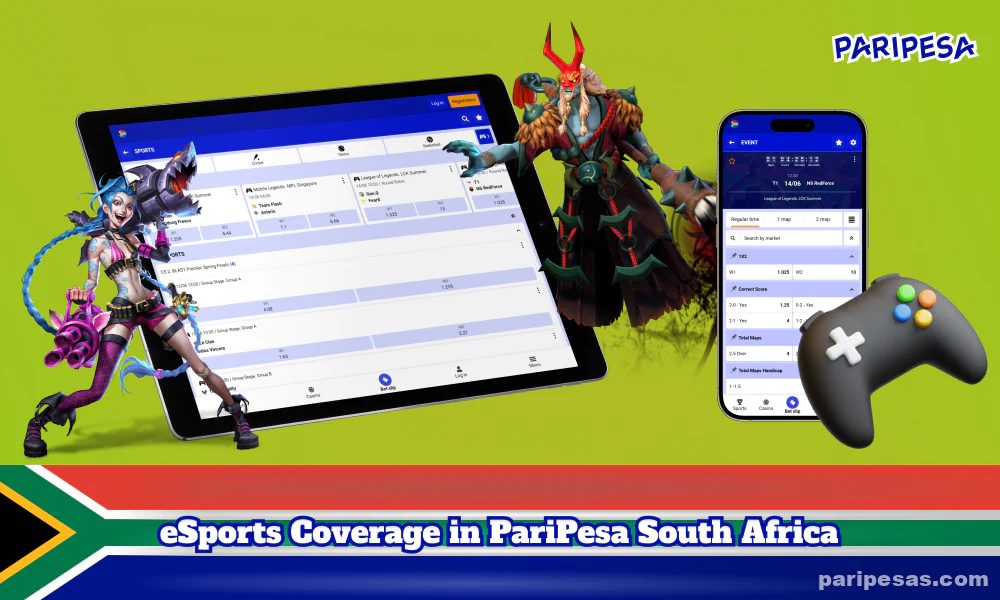 PariPesa offers South African players a wide range of eSports tournaments and competitions, including strategy games, fighting games, sports simulations, shooters and card games, as well as other genres such as adventure and puzzle games