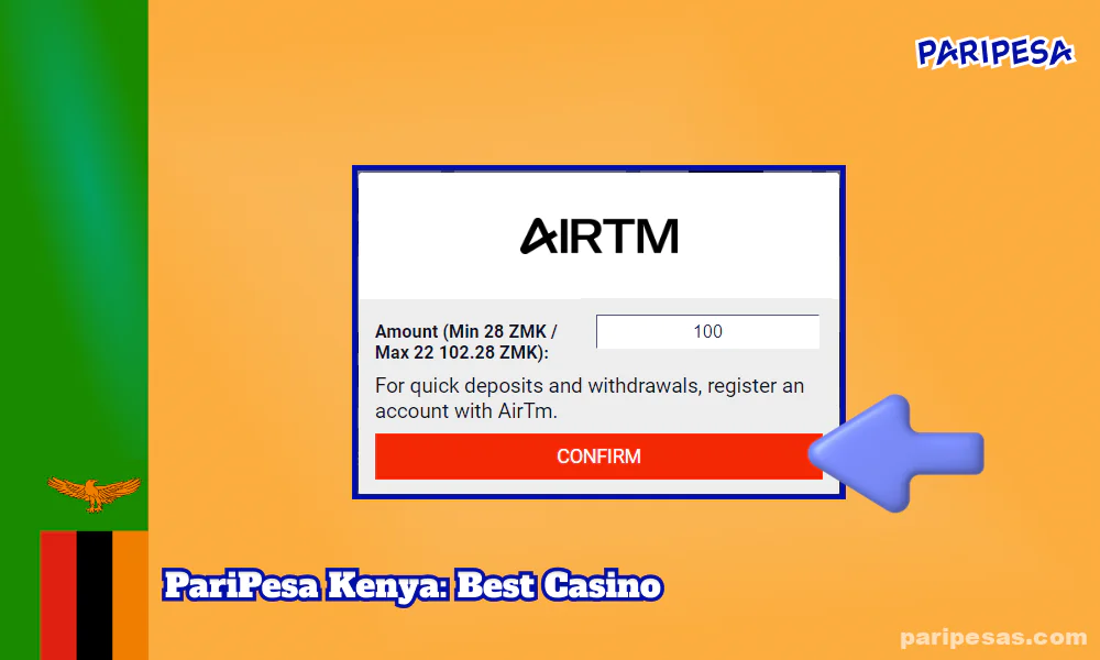 To make a deposit on PariPesa, enter the deposit amount and the details of your chosen banking method