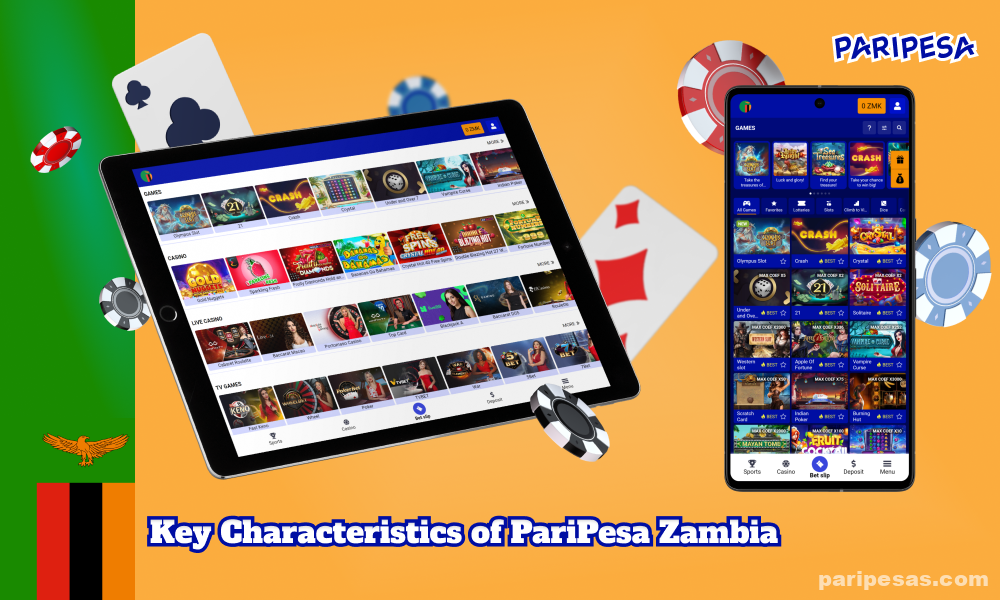 PariPesa in Zambia provides real-time betting and has an extensive collection of casino games