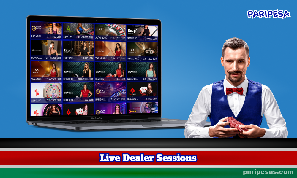 Live dealer sessions at PariPesa Kenya offer players an interactive experience through live streaming where the real-time action is controlled by a real dealer, making the gaming experience even more immersive