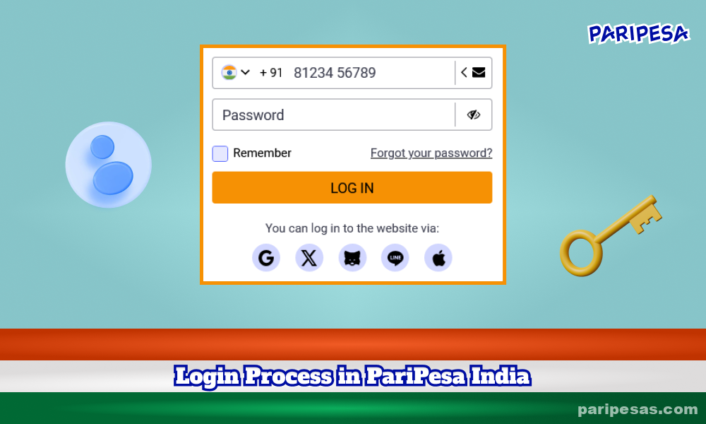 PariPesa में लॉग इन करने के लिए, भारतीय उपयोगकर्ताओं को अपना फ़ोन नंबर या ईमेल पता दर्ज करना होगा और उसके बाद पासवर्ड डालना होगा या सोशल लॉगिन का उपयोग करना होगा