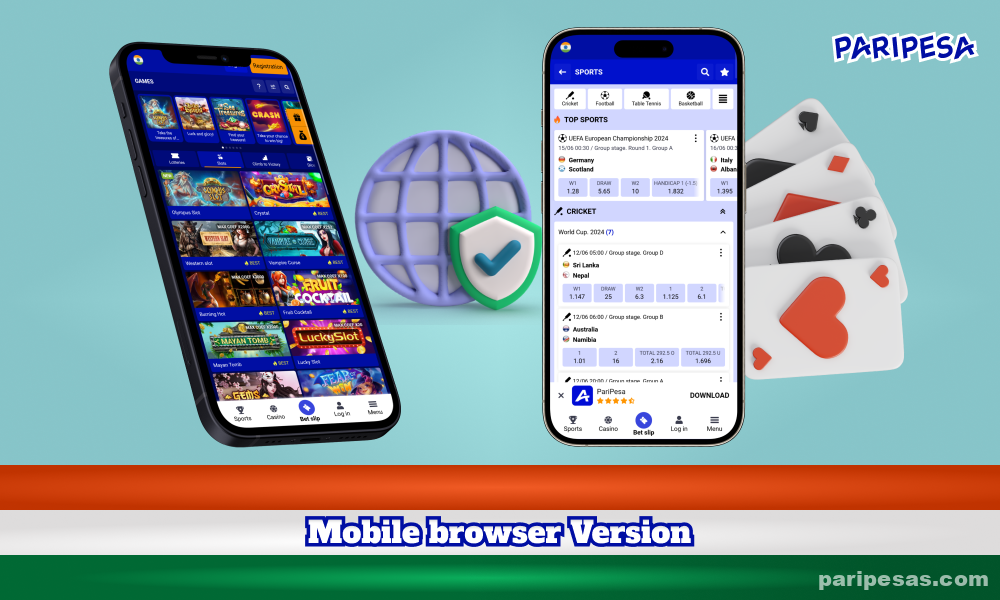 भारतीय सट्टेबाज PariPesa के उपयोगकर्ता वेबसाइट के उपयोगकर्ता-अनुकूल मोबाइल संस्करण की बदौलत मोबाइल ब्राउज़र के माध्यम से प्लेटफ़ॉर्म की सभी सुविधाओं तक पहुँच सकते हैं