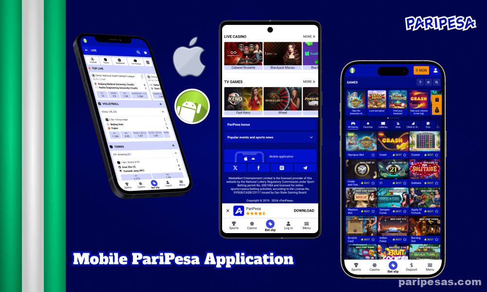 PariPesa offers Nigerian players a dedicated mobile app for Android and iOS operating systems, providing the convenience of betting anytime, anywhere