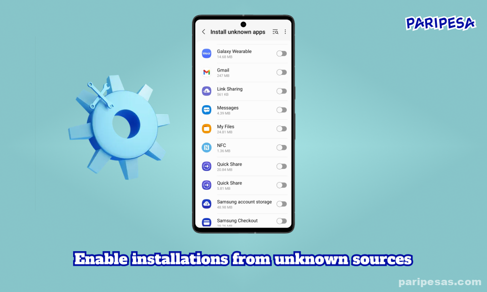 To install the Paripesa APK on your Android device, go to settings, select the Security tab and allow installation from unknown sources