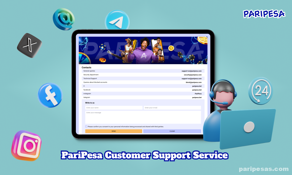 PariPesa providing 24/7 customer support via email, website and app chats, and social media updates