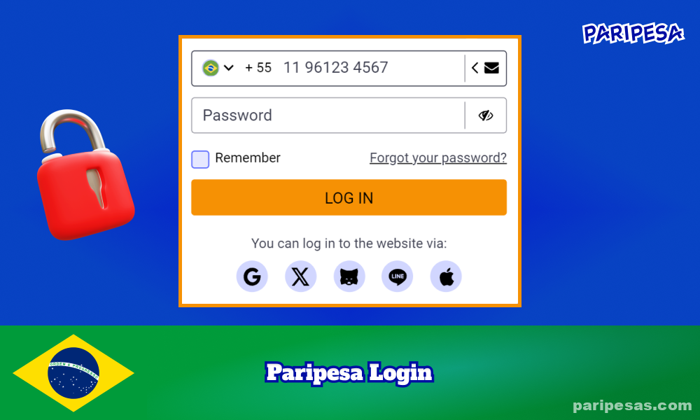 Para efetuar login no site da Paripesa Brasil após o registro, os jogadores precisam digitar seu número de telefone ou endereço de e-mail e, em seguida, uma senha