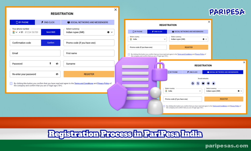 खिलाड़ियों को PariPesa India कैसीनो में पंजीकरण करने के लिए कुछ सरल चरणों का पालन करना होगा