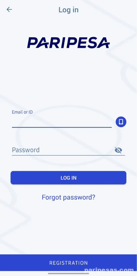 captura de tela paripesa app login
