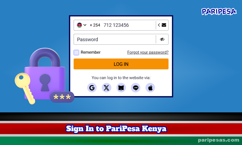 To log into PariPesa Kenya, users can use the SMS method or use the traditional method of entering a phone number or email address