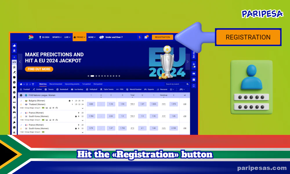 To register with PariPesa South Africa, players need to go to the website and click the Register button