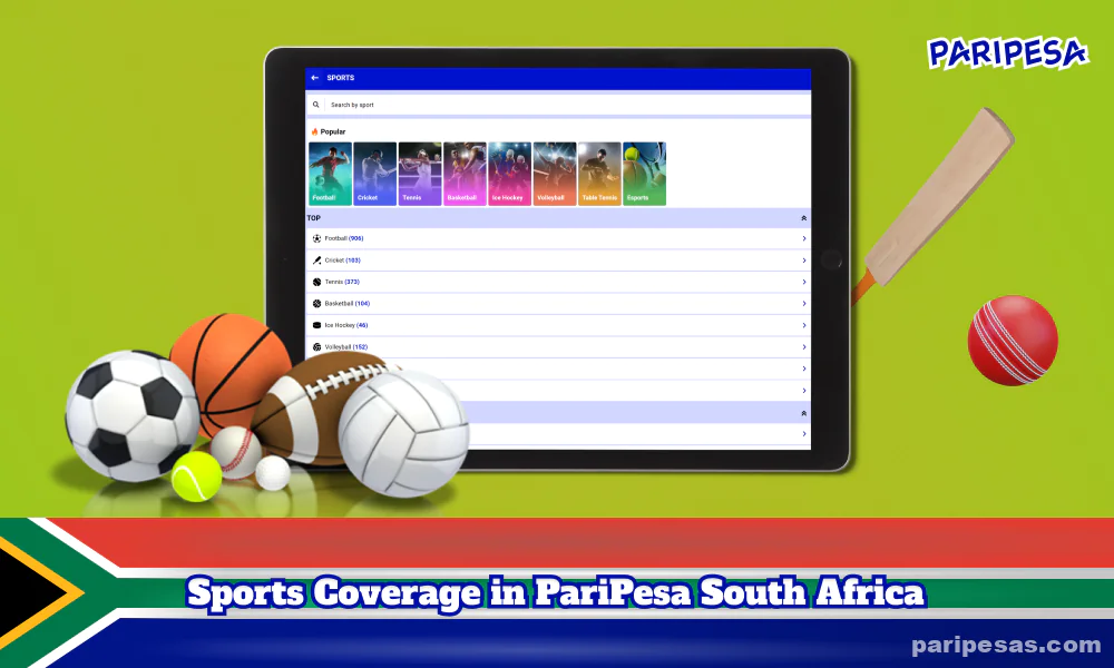 PariPesa provides South African bettors with a wide selection of sporting events across over 50 sports, providing bettors with detailed statistics, live streaming and live game updates