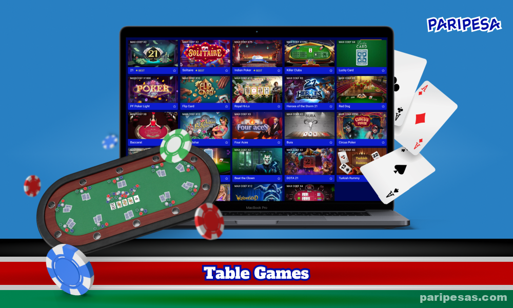 Table games at PariPesa Casino such as blackjack, roulette, craps, baccarat and poker are popular among Kenyan players