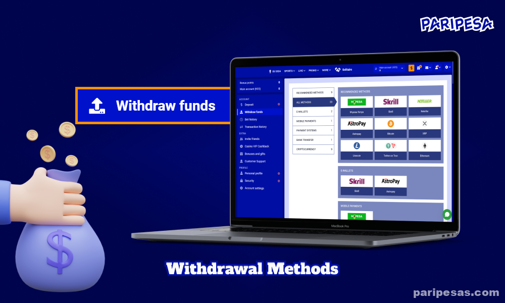 Withdrawal methods at Paripesa are fast and convenient, which is especially appreciated by casino players